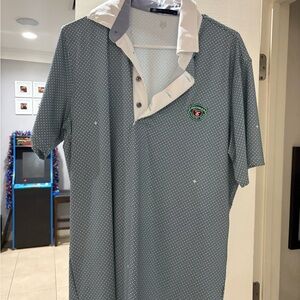 Greyson Medinah White and Blue Patterned Polo Shirt